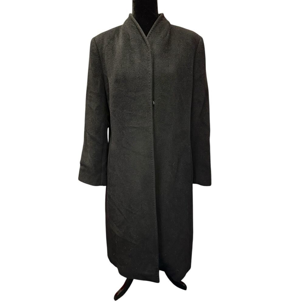 Cinzia Rocca Black Wool Cashmere Long Coat US 14 Made in Italy